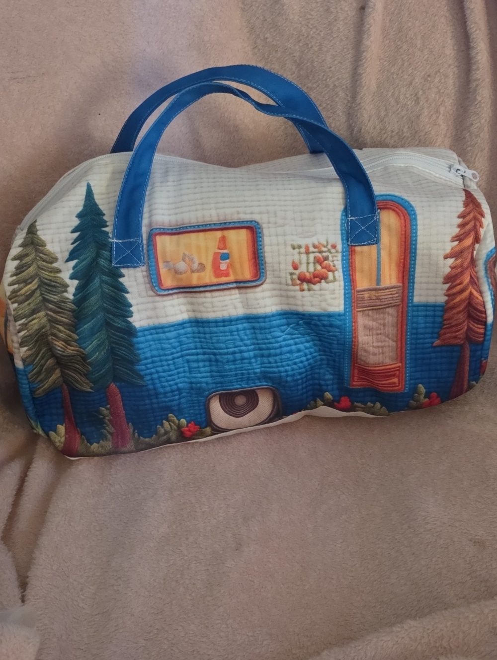Camper Print Weekender Bag in Blue